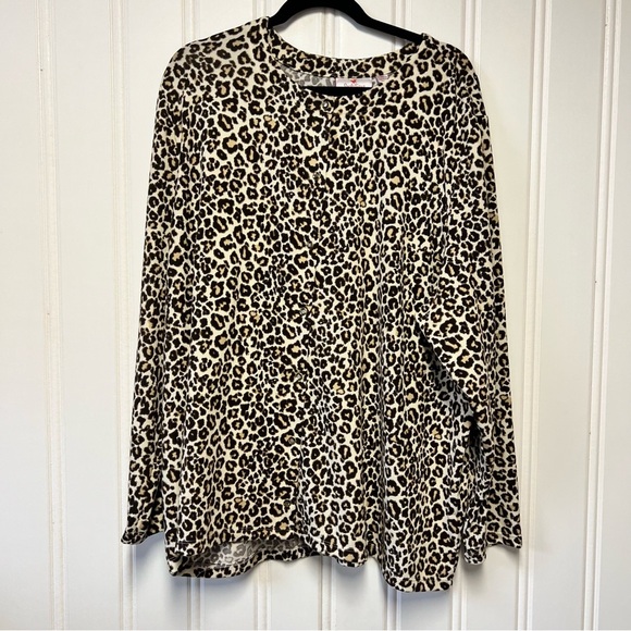 Quacker Factory Tops - Quacker Factory Leopard Print Cardigan 3X Animal Print Button Front Stretch Top